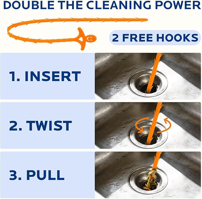 Sink and Drain Cleaner Powder Kit: Fast-Acting Clogged Pipe Opener for Kitchen Bathroom Pipes and Floor Drains - Drain Clog Remover for Routine Home Plumbing Maintenance (400 g)