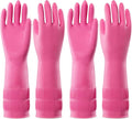 PACIFIC 2 Pairs Reusable Rubber Gloves for Washing Dishes and Cleaning Tasks, Water Resistant Household Gloves for Kitchen Bathroom, Grippy Latex Dish Washing, Pink, Large