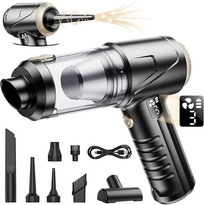 Handheld Vacuum Cleaner 26000Pa Suction with Brushless Motor, 4-in-1 Portable Mini Car Vacuum with 3 Suction Modes, Cordless Vacuum with LED Light, Type-C Charge for Car, Office Desk, Keyboards