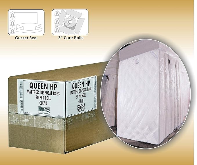 Aluf Plastics High Performance Queen Size Mattress 2.5 MIL (eq) Clear Waterproof Cover Bags - 72" x 94" - Pack of 30 - for Moving, Storage, & Commercial