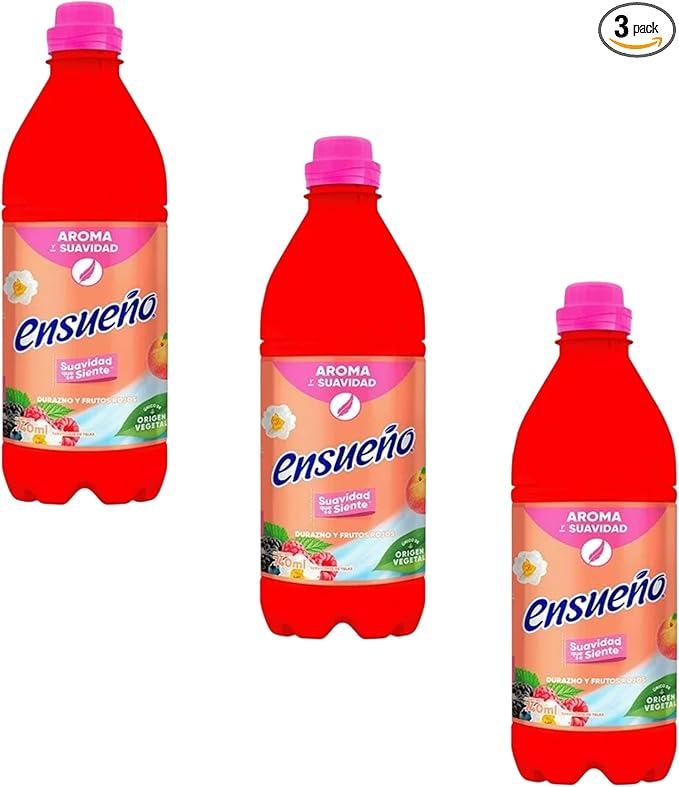 Ensueño Fabric Softener Durazno y Frutos Rojos, 740ml, 3 Pack