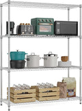 M MZG 5-Shelf Storage Shelves,Wire Shelving Heavy Duty Metal Storage Shelving Unit Adjustable Garage Shelving Rack Pantry Kitchen (Chrome, 4 Tier,15.8" D x 45.3" W x 59.4" H)