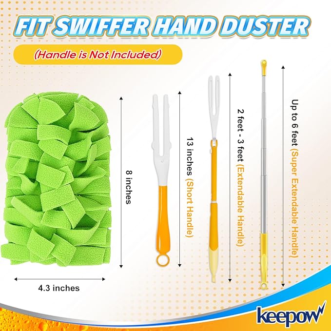 KEEPOW 20 Pack Reusable Duster Refill Compatible with Swiffer Duster Refill, Microfiber Dusters for Cleaning, 360° Heavy Duty Duster Refills, Fleece Refills(Handle is Not Included)