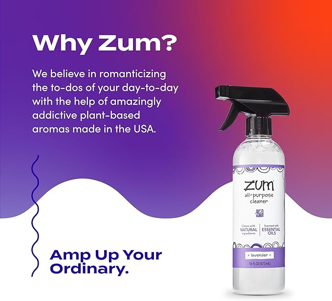 Zum by Indigo Wild All-Purpose Cleaner - Natural Multipurpose Cleaner Made with Essential Oils, Baking Soda & More - Lavender, 16 fl oz