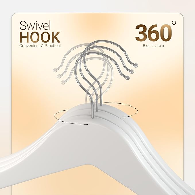 Utopia Home Premium Wooden Hangers 30 Pack - Durable & Slim Coat Hanger - Suit Hangers with 360-Degree Rotatable Hook - Wood Hangers with Shoulder Grooves (White Color)