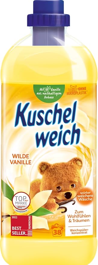 Fabric Softener Wild Vanilla - With Vanilla from Sustainable Cultivation - 3x1L (101.44 oz) - 114 Wash Loads - Made in Germany
