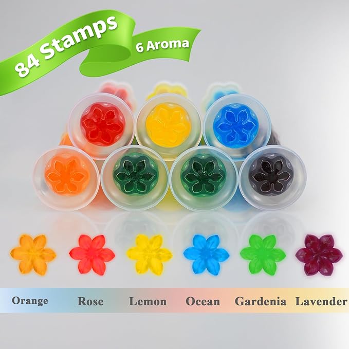 **84 Flowers** Toilet Gel Stamp | Long-Lasting Toilet Bowl Cleaner & Scent Freshener | Adhesive Gel Stamps for Fresh Fragrant Bathroom (Mix Scent)
