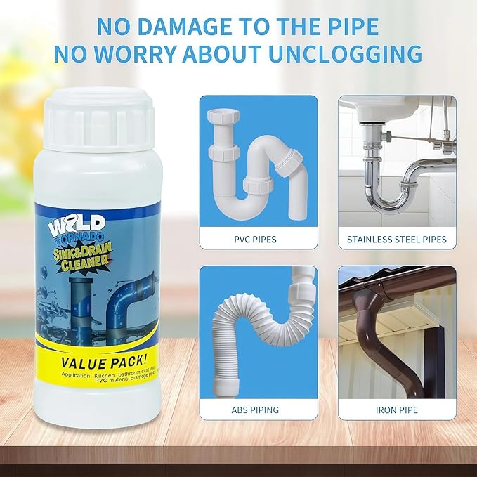2026 New Wild Tornado Drain Cleaner, Toilet Clogged Drain Solution, Drains Foam Cleaners, for Kitchen Toilet Pipeline Quick Cleaning Tool (1PC)
