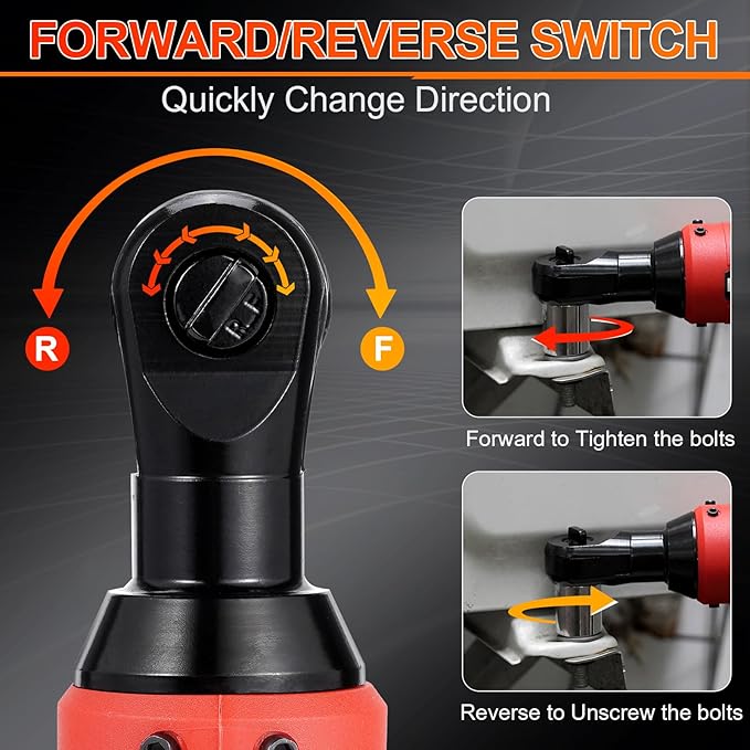 3/8" Cordless Electric Ratchet Wrench Set, 40 Ft-Lbs 16.8V Battery Power Ratchet Tool Kit with Variable Speed Trigger, 2 Packs 2.0Ah Battery, Charger, 7 Sockets