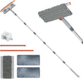 6.4FT Extendable 2-in-1 Window Washing Kit with Long Handle, 180° Rotatable Head & No-Drill Storage Holder, Streak-Free Window Squeegee for High Windows, Glass, Shower, and Car Windshield Cleaning
