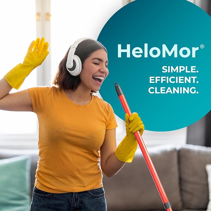 HeloMorSqueegee Broom Scrubbing Brush with Telescopic Long Handle for Garage, Patio, Deck, Tile and Shower (59 Inch (Metal Broom Handle))