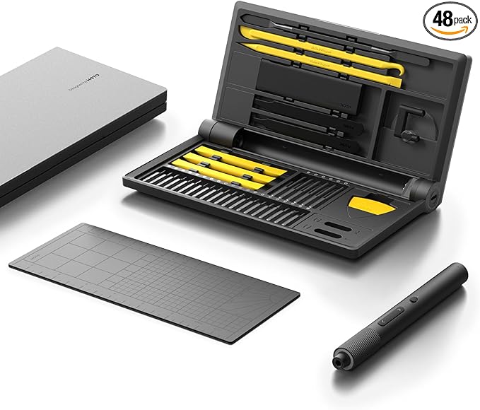 HOTO Precision Screwdriver Set, 110° Upright Workpad, Mini Electric Screwdriver with Charging Dock, 0.05/0.2 N·m Torque, LED Light, 26 Bits and 10 Repair Tools for Electronics, Phones, Laptops
