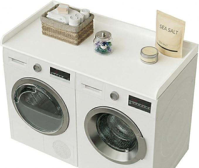 Washer Dryer Countertop, Laundry Room Organization and Storage, 27.6" x 54" Wood Laundry Countertop for Washer and Dryer, White