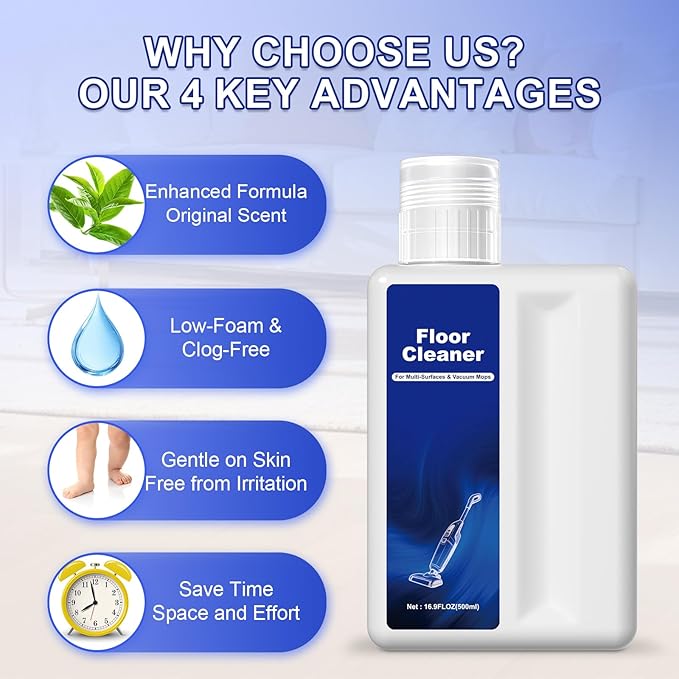 Floor Cleaning Solution Compatible with Dreame Cleaning Solution, Pet-friendly & No Residue, Floor Cleaner for All Robot Vacuum Cleaners and Wireless Wet Dry Vacuum Cleaners (Original, Total 1 L)
