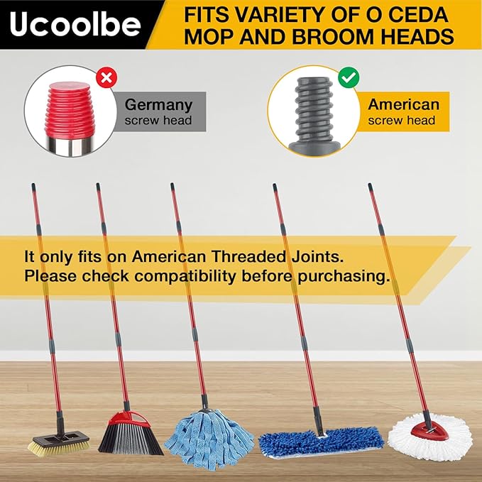 Spin Mop Replacement Handle Compatible with O-Cedar Spin Mop & Bucket System, 4-Section 30" to 58" Mops Handle Replacement Stick for Floor Cleaning, Mops Head & Base Not Include