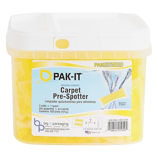 PAK-IT 596420003400 Carpet Pre-Spotter, Citrus Scent, 100 PAK-ITs/Tub