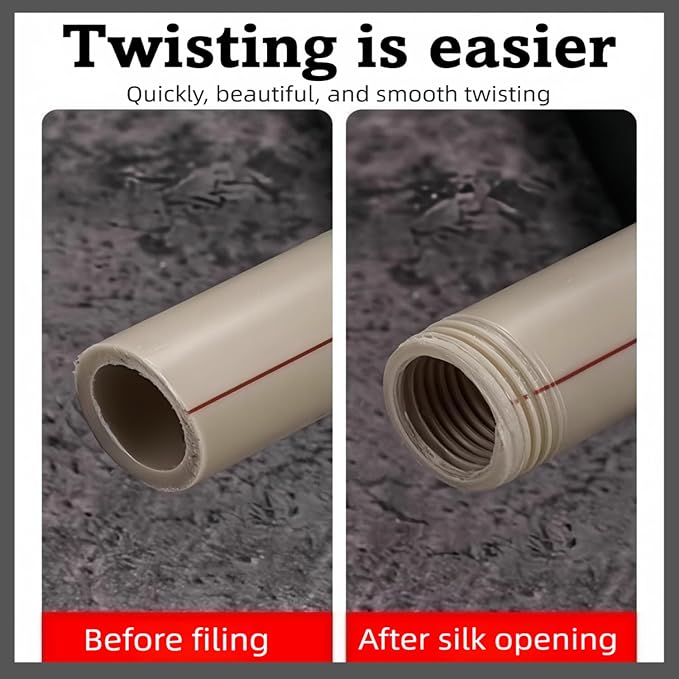 Integrated Internal & External Pipe Threading Tool, PVC Dual-function Pipe Threading Tool for 1/2" & 3/4" Pipes, Electric Drill Compatible PVC & Plastic Pipe Threader Kit for Home Repair (1/2")