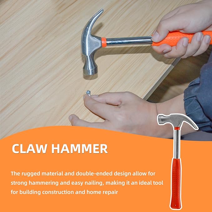 20 Piece Orange Home Tool Set, Home Repair Tool Kit for Men Women, and College Students, Comes With A Portable Storage Box and Can be Used for Small Home Repairs and Outdoor Work