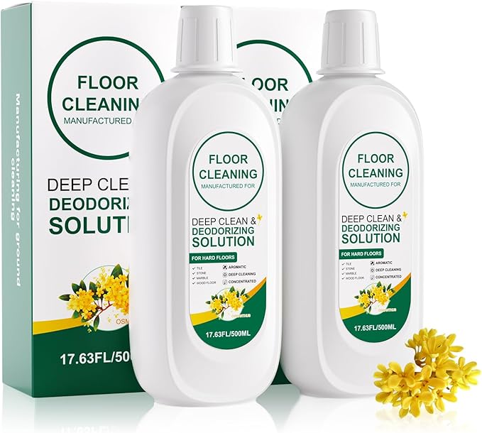 Mop Solution Osmanthus Flower Scent Compatible with Tineco Cleaning Solution, Residue & Streak Free, Suitable for All Robot Vacuum Cleaners and Wireless Wet Dry Dual-Use Vacuum Cleaners (2 bottle)