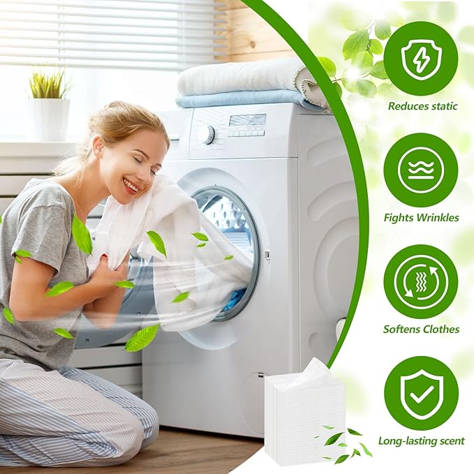 600 Count Unscented Dryer Sheets Bulk Fabric Softener Unscented Dryer Sheets Naturally Softens Freshens Removes Static Cling Prevent Wrinkles, Plant Based for Sensitive Skin, Large Household