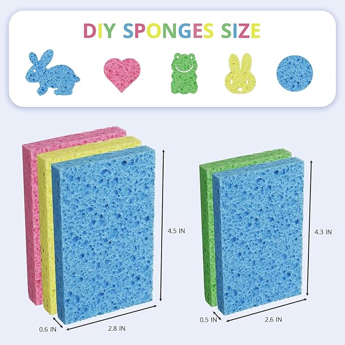 CELOX 24 Pack Cellulose Sponge Bulk for Cleaning Kitchen, Natural Wood Pulp Sponges