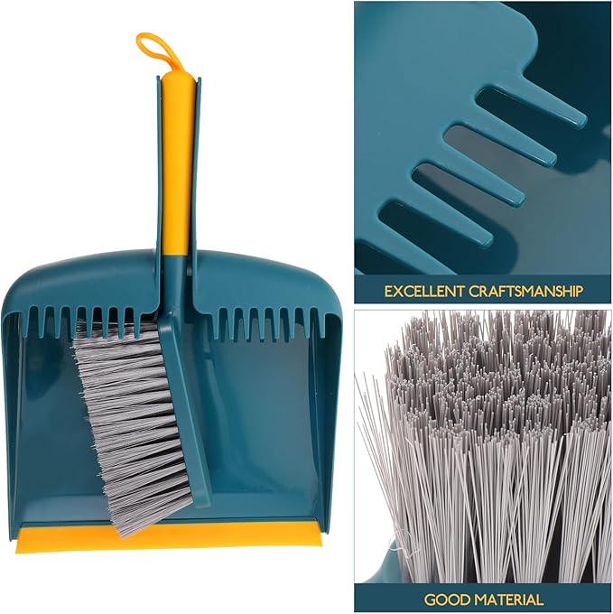 Hand Broom and Dustpan Set Small Size with Plastic Bristles Home Cleaning Accessory for Kitchen, Tabletop, Car Interior, and Office Sweeping