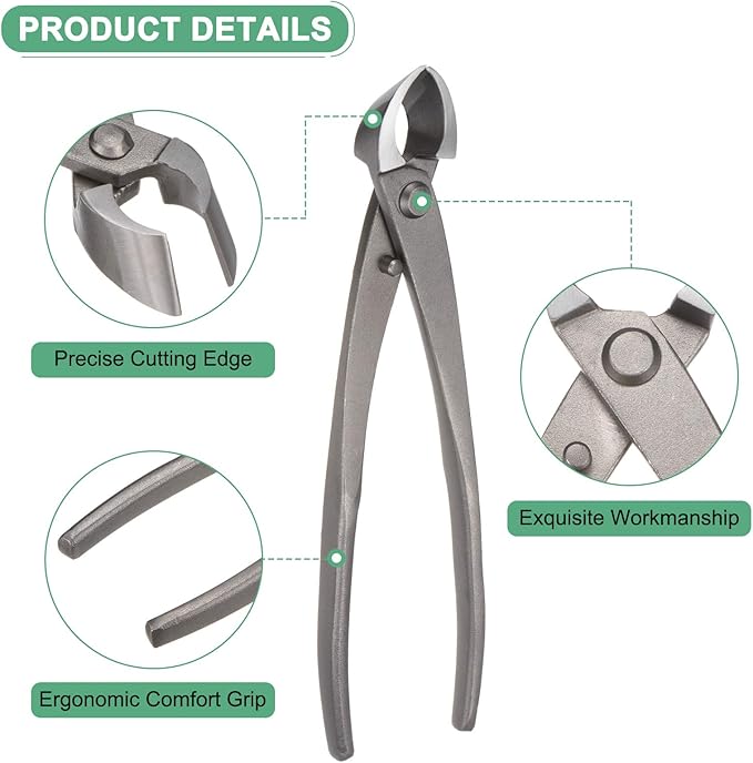 Bonsai Tool - 8.3 Inch High Carbon Steel Concave Cutter, Bonsai Tree Plants Modeling Tools, Applying to Gardening Pruning Knobs/Branches (210mm, Gray)