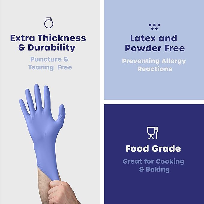 GUSTO Blue Nitrile Gloves, Disposable Gloves – 4 Mil, Latex & Rubber Free, Non-Sterile Powder-Free (Formerly Comfy Package)