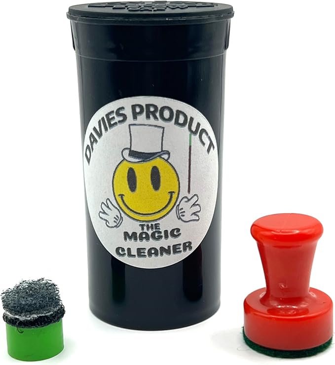 THE MAGIC CLEANER - The Magnetic Glass Cleaner for All Glass Devices, Water Pipes, Glass Pipes, and Unique Glasses - Reusable Scrubber Pads - Safe on Glass! - Resin Remover! (Red)