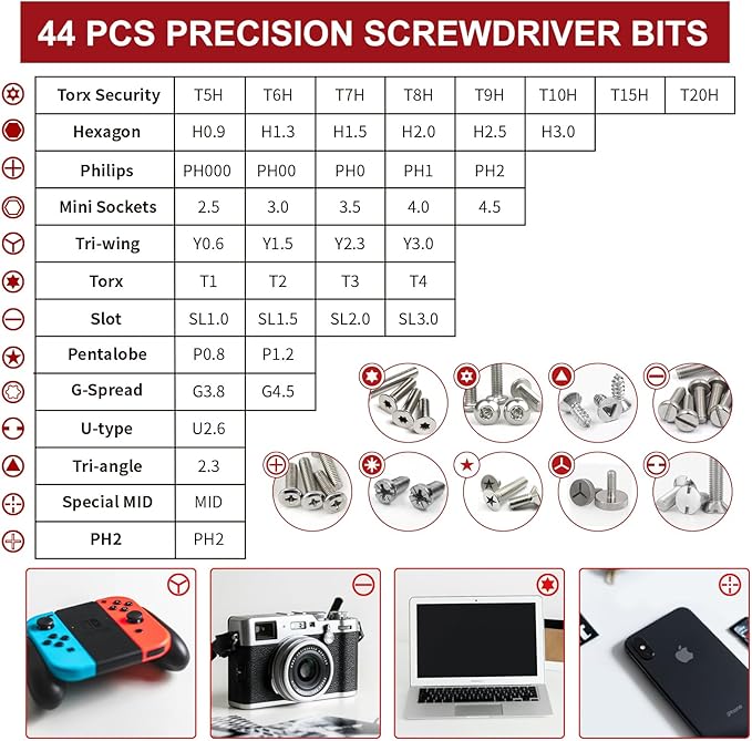 SHARDEN 58 in 1 Small Precision Screwdriver Set Magnetic Mini Screwdriver Set with Case Professional Electronic Tools Kit for iPhone, MacBook, Computer, Laptop, PC, RC, PS4, Xbox, Eyeglasses, Watch