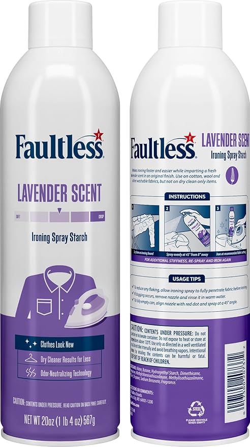 Faultless Lavender Spray Starch 20 oz Cans (3 Pack)