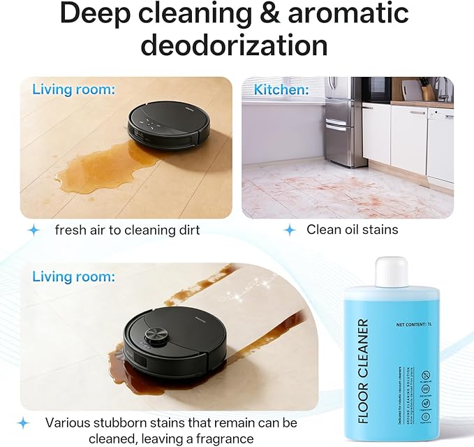 Floor Cleaning Solution Compatible with Roborock Cleaning Solution, Residue & Streak Free, Suitable for All Robot Vacuum Cleaners and Wireless Wet Dry Dual-Use Vacuum Cleaners