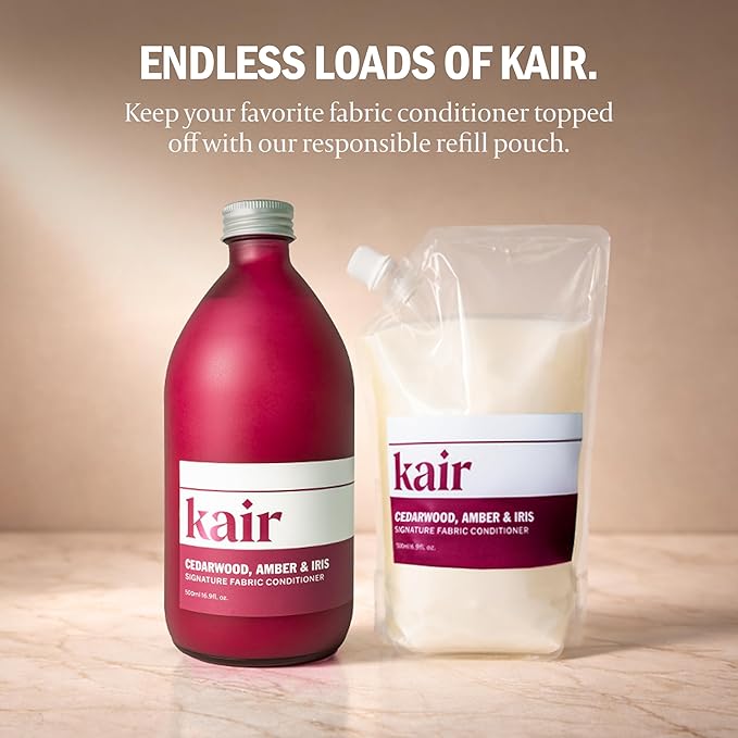 Kair Signature Fabric Conditioner - Cedarwood, Amber & Iris | Plant-Based Fabric Softener, 16.9 Fl Oz, Vegan, Cruelty-Free, Biodegradable, Anti-Static Softens & Protects Fibers