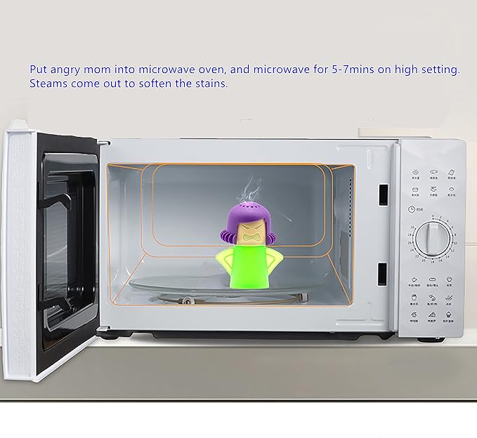 Microwave Steam Cleaner Angry Mom, Steamer Cleaning with Vinegar and Water, Angry Mum Microwave Oven Cleaner for Kitchen Office Chemical Free, Steams From Head (Green)