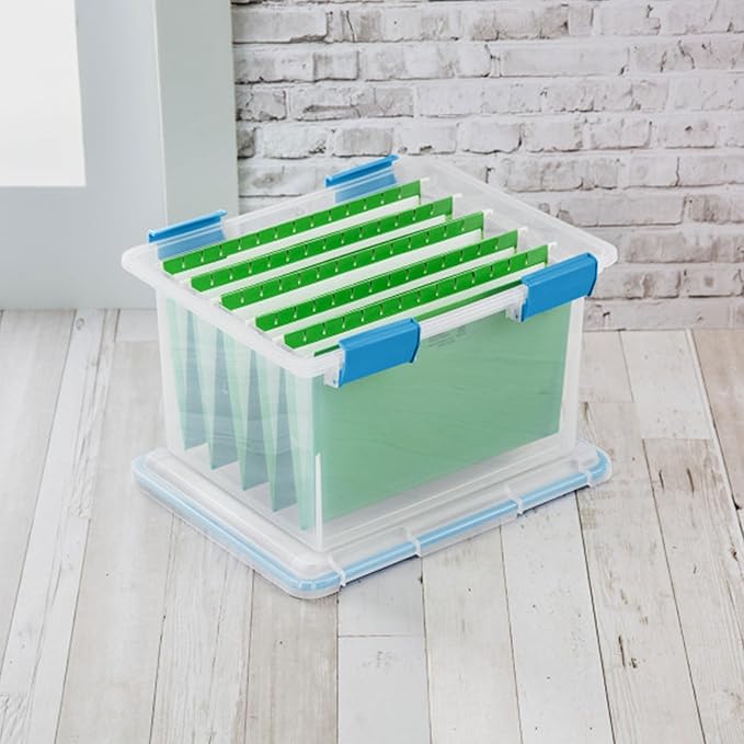 Sterilite 8-Pack Gasket Box, Weather-Resistant Storage Bins with Latching Lids, 32 Quart - Heavy-Duty Organizing Containers for Closet, Bathroom, and Office