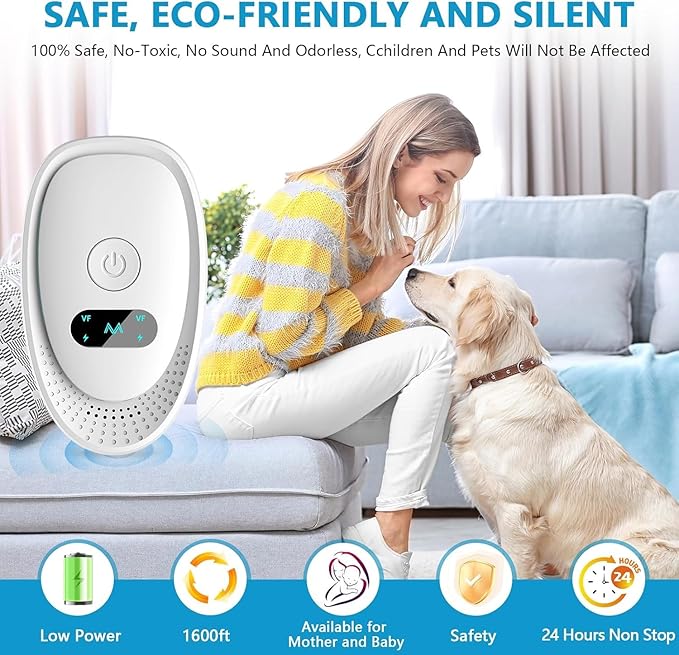 2025 Upgraded Ultrasonic Repeller & Insect Indoor Repeller, Mouse Repellent Ultrasonic Plug in for Rodent, Roach, Bugs, Ant, Electronic Pest Deterrent, 6 Packs, Whtie