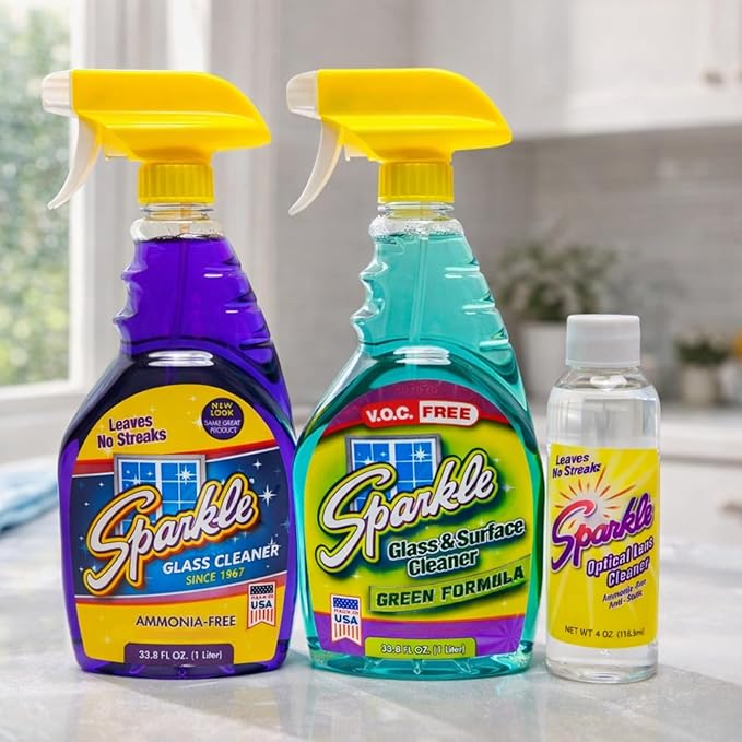 Sparkle Glass Cleaner Green Formula, Streak-Free Window, Mirror & Glass Surface Cleaner, 1 Gallon 128 Fl Oz Refill
