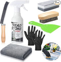 Mixweer 8 Pcs Headstone Cleaner Kit for Grave Cemetery Cleaning Granite and Stone Daily Cleaner Includes Spray Cloth Bristle Crevice Brush Scrub Brush Cleaning Sponge Disposable Gloves Plastic Scraper