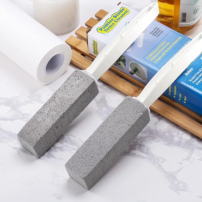 2 Pack Toilet Cleaner Hard Water Build up Remover with Ergonomic Handle, Pumice Stone Cleanning Tool Stain Hard Water Ring Cleaner for Toilet, Pool, Bathroom, Sink