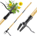 Weeder - Stand Up Weed Puller Tool Made with Long Handle - Real Bamboo & 4-Claw Steel Head, Weeding Tool Weed Remove Tool for Lawn/Yard
