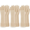 Reusable Waterproof Household Dishwashing Cleaning Rubber Gloves, Non-Slip Kitchen Glove (Ivory, Medium (Pack of 3))