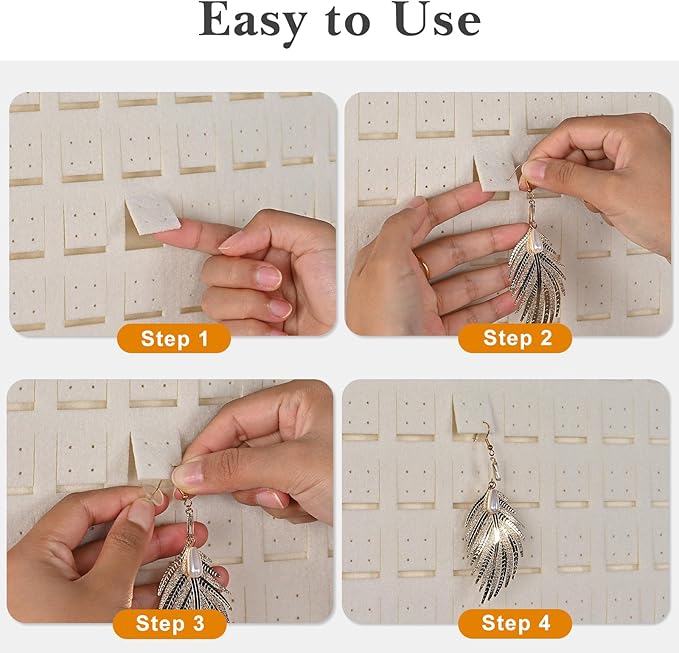 Lolalet Hanging Earring Holder Organizer with 20 Hooks for Women, Earring Organizer Wall Earrings Hanger Pierced Earring Storage, Felt Stud Earring Display, 608 Holes for Earrings- Beige, 1 Pack