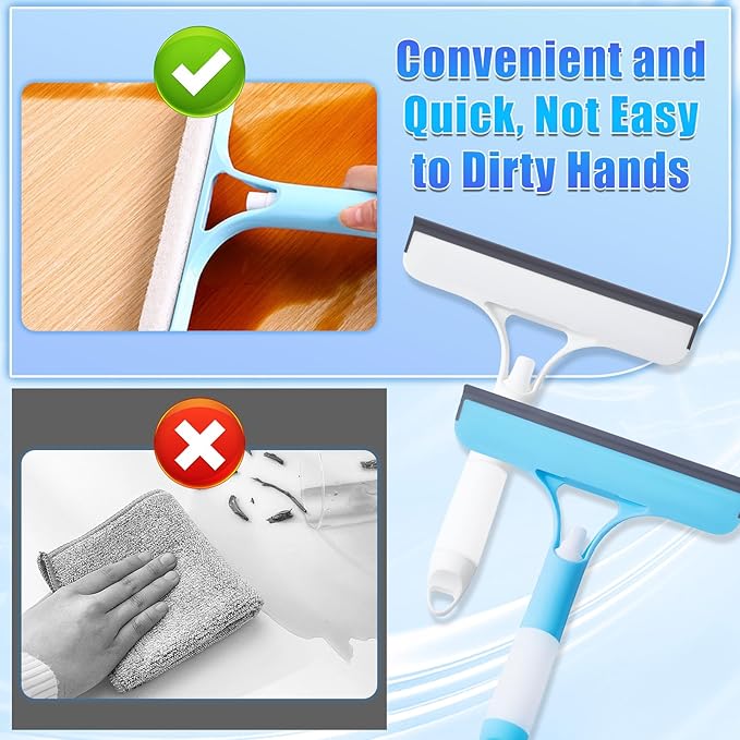 3 in 1 Window Cleaning Scraper, Cleaner Window Squeegee with Sprayer, Squeegee and Scrubber Spray Bottle Window Squeegee for Shower Glass, Mirrors, Car and Home,All-Purpose Window Cleaner Tool(White)