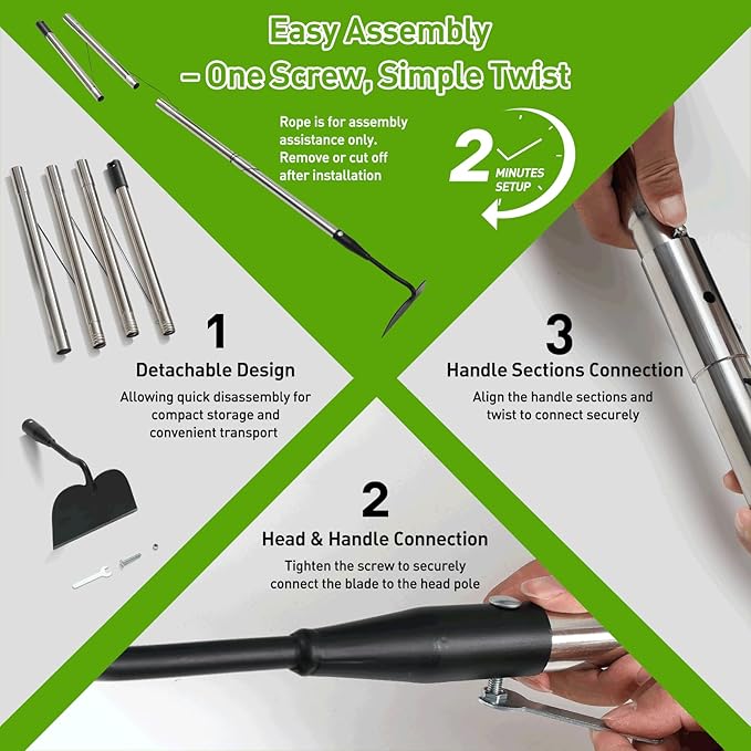 Garden Hoe for Weeding, Heavy Duty Draw Hoe Garden Tool for Plowing,Cultivating,Trenching, Ridging,Tilling Loosening Soil,Scraping Weeder with 60” Handle for Stand Gardening, Reduce Back Strain