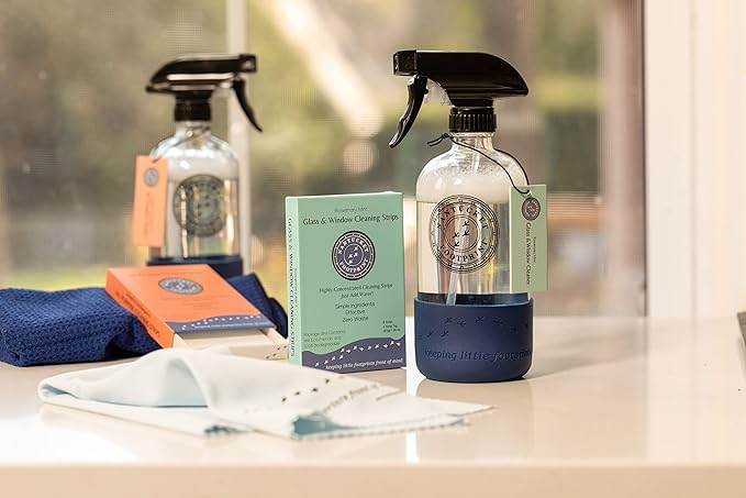 Glass & Window Cleaner Strips 8 Pack | Zero Waste & Eco Friendly Concentrated Cleaning Supplies | 8 Strips makes 64 fl oz total (4x 16 fl oz bottles of spray cleaner)