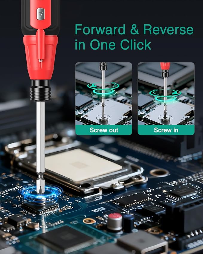 ORIA Electric Screwdriver Set, Rechargeable Cordless Screwdriver, Power Screwdriver, Small Repair Tool Kit with LED Light, 1/4'' Bit Holder, for Phones, Glasses, Camera, Laptop
