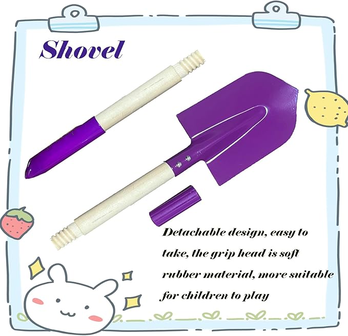 Small Garden Shovel-Kid's Size Wooden Handle Metal Head Shovel (Purple)