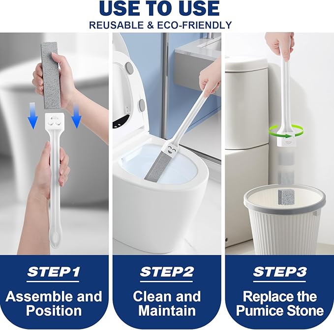 Navona 10 Pack Pumice Stone Toilet Bowl Cleaner with 2 Extra Long Handle,Pumice Stone Scouring Sticks for Toilets, Bathrooms, Kitchens, Spas and Pools