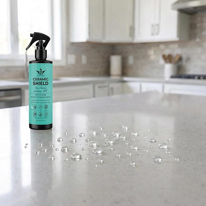 Ceramic Shield Ceramic Coating Spray for Home Surfaces – Anti-Fingerprint Hydrophobic Protection for Stainless Steel Appliances, Countertops, Glass & Shower Doors – Multi Surface Nano Ceramic Coating
