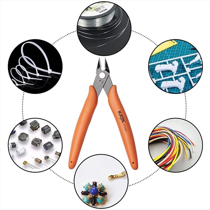 KATA Micro Wire Cutters Pliers: Precision Flush Cutter Tools for Jewelry Making Craft- 5-Inch Small Zip Tie Cutter Nippers - Mini Wire Side Cutting Snips for Electronics, Hobby Plastic Models, Gundam